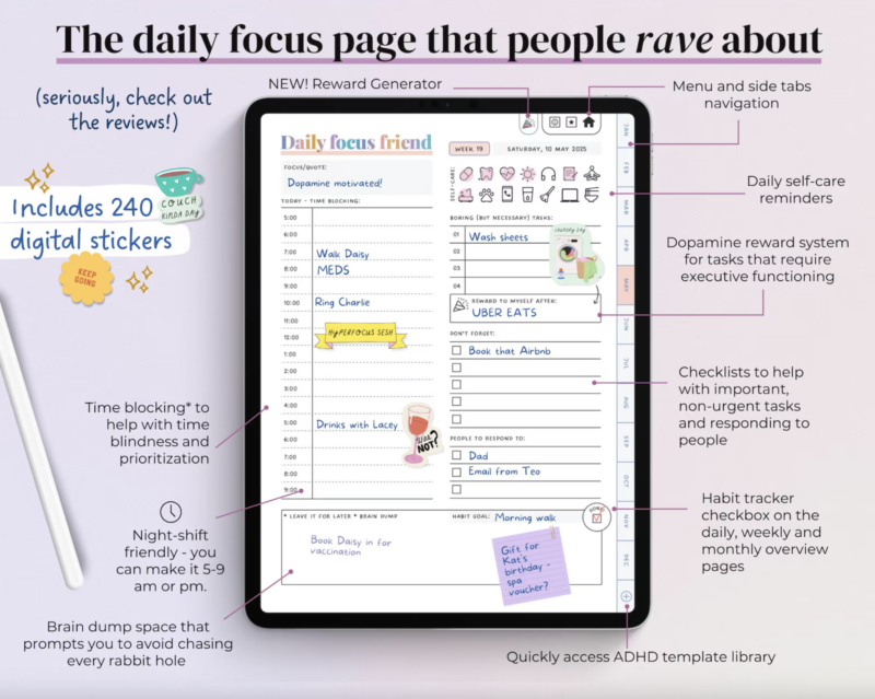 Planner for iPad, Goodnotes + Android daily planner, self care & habit tracker. - Image 7