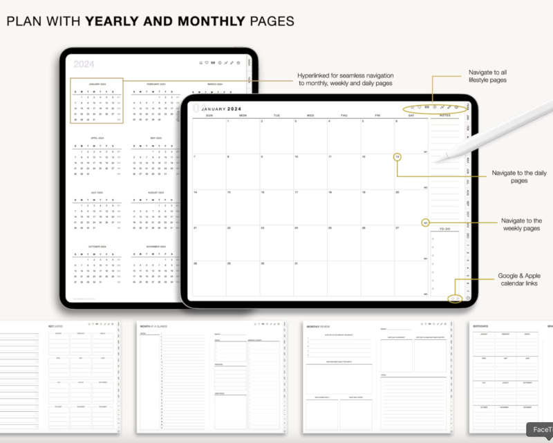 Digital planner, Goodnotes planner, iPad planner, Notability planner, Dated digital planner, Digital calendar - Image 2