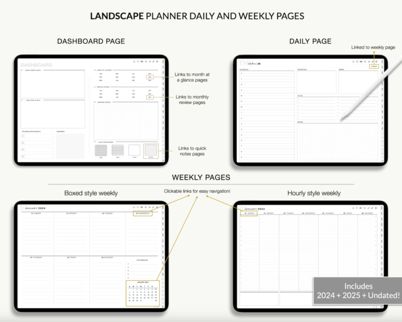 Digital planner, Goodnotes planner, iPad planner, Notability planner, Dated digital planner, Digital calendar - Image 9